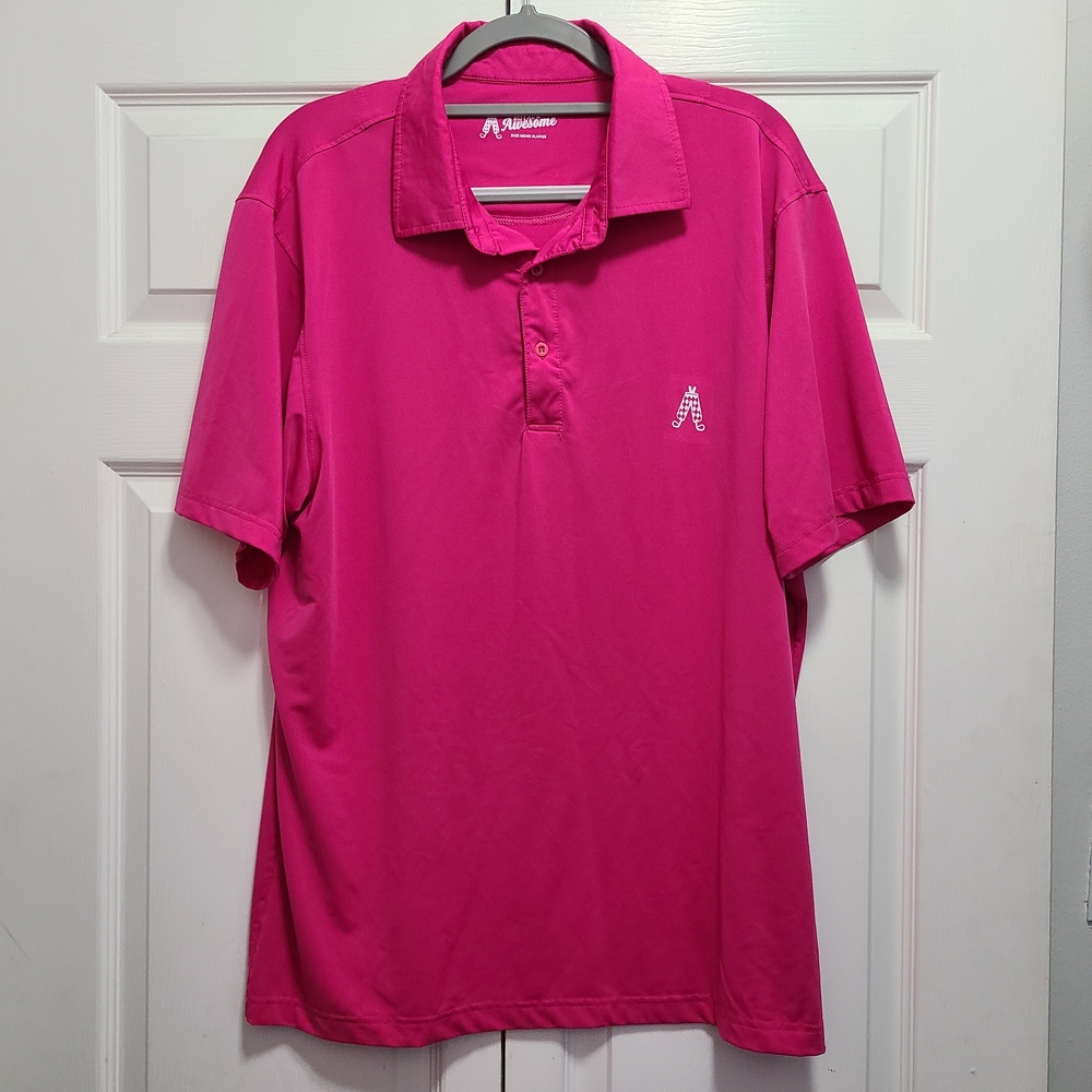 Royal & Awesome Men's Large‎ Bright Pink Polo Shirt